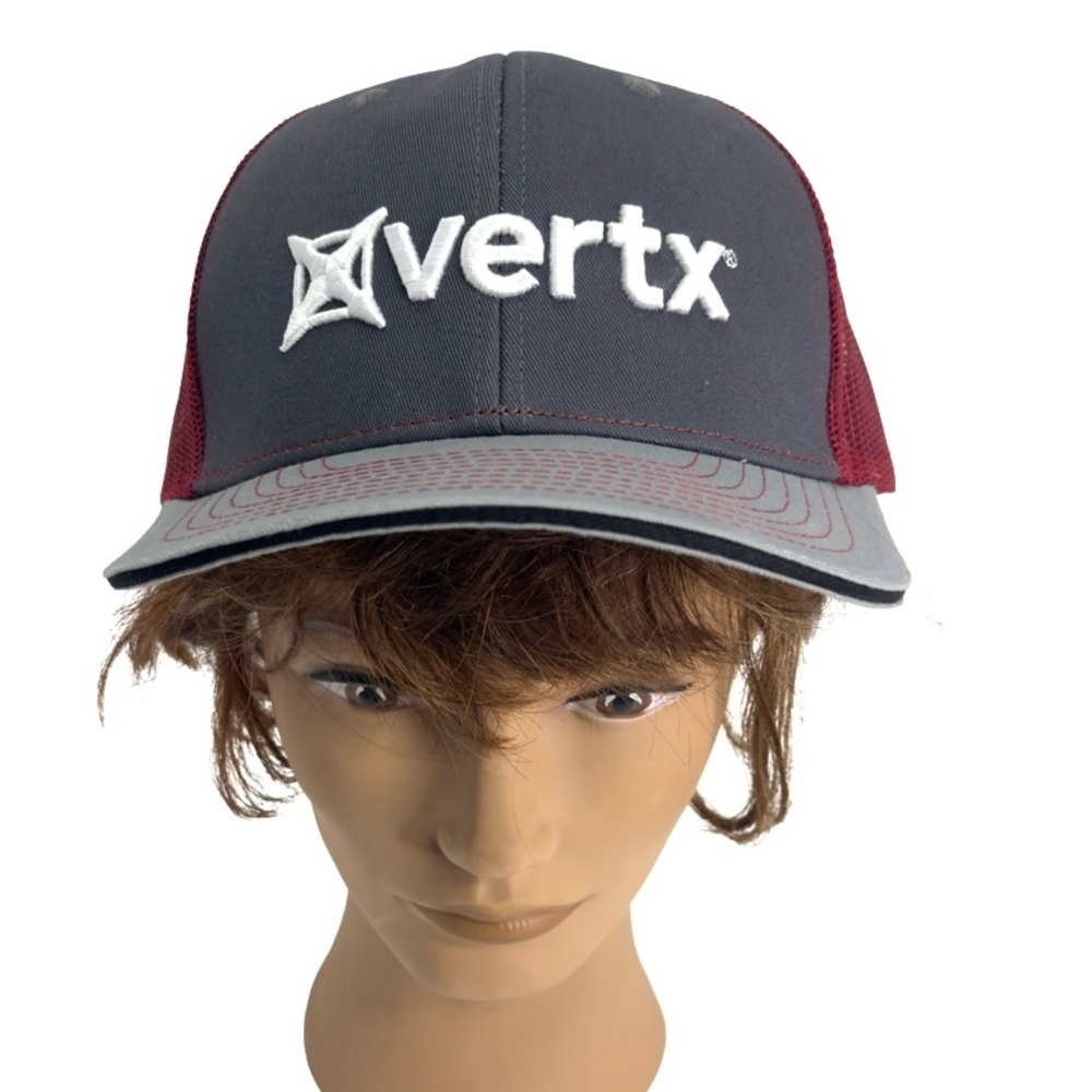 Vertx New Red Gray Embroidered Trucker Hat